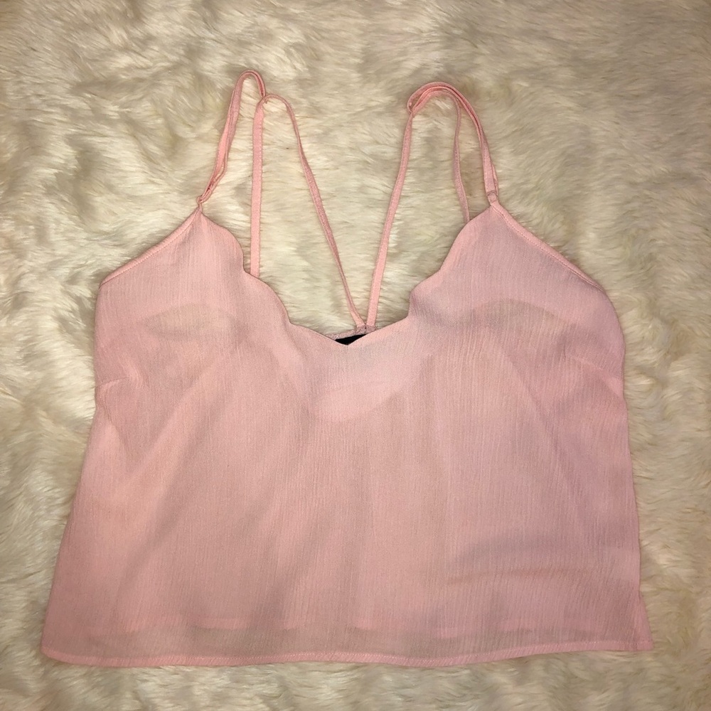 Kendall & Kylie Pale Pink Gauze Top